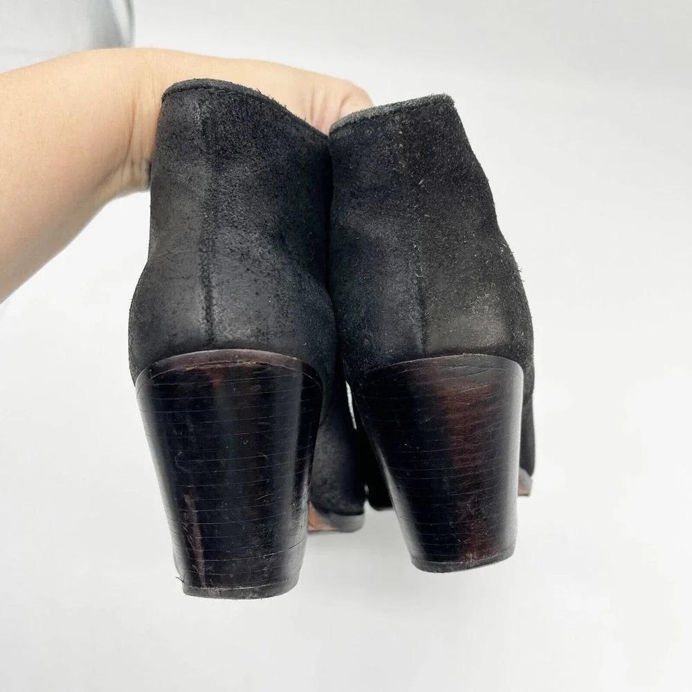 Rachel Comey Mars Ankle Bootie Size‎ 8.5 Black Suede Leather Pull On Block Heel